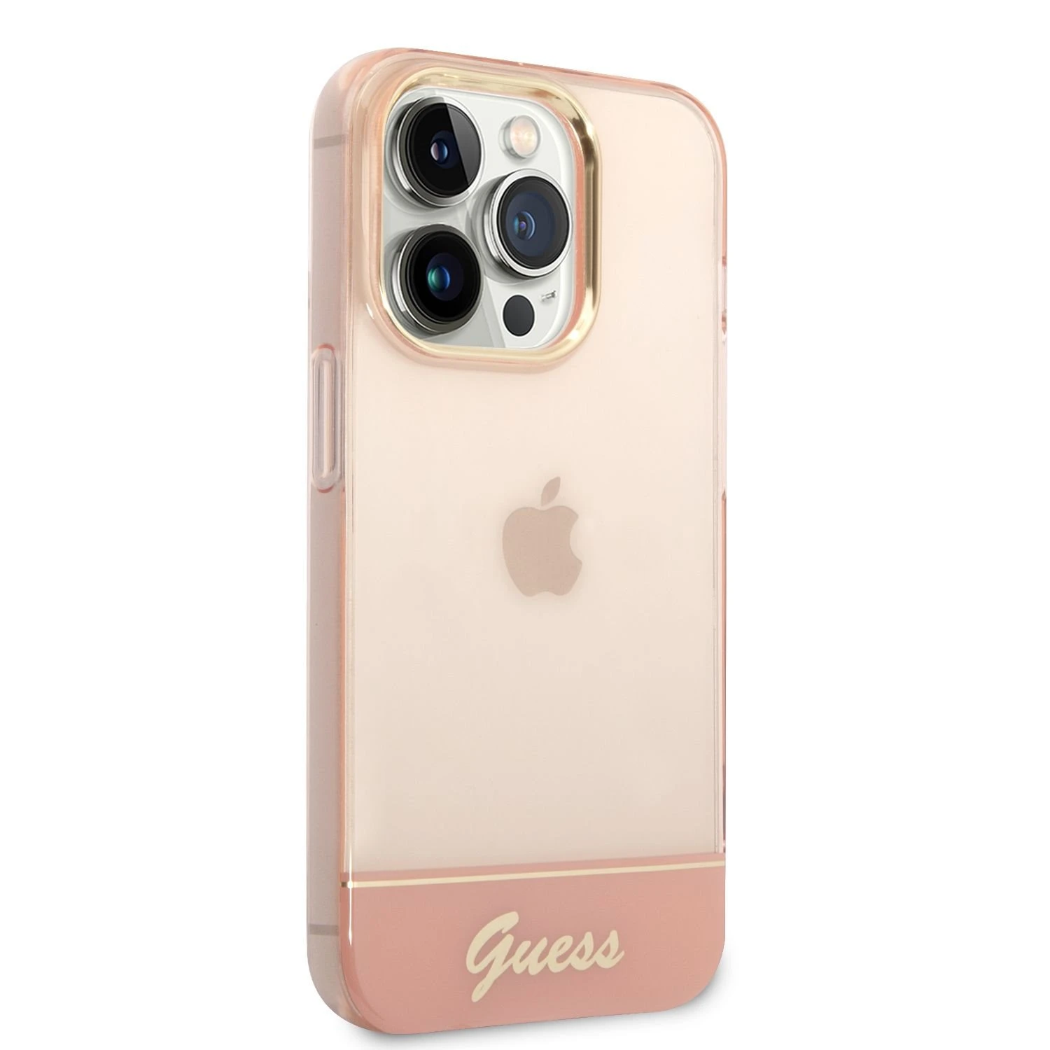 Guess GUHCP14LHGCOP iPhone 14 Pro 6.1" rožinis / rožinis kietas dėklas, permatomas