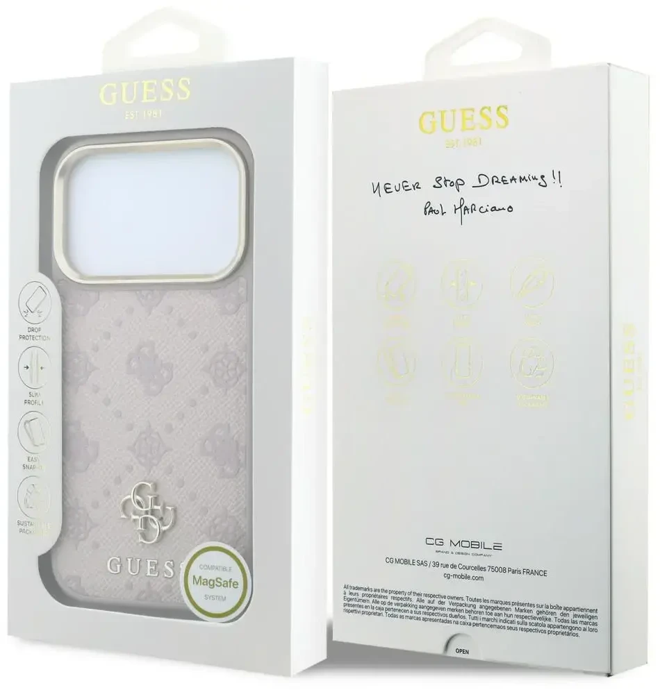 Dėklas Guess Peony 4G Small Logo MagSafe iPhone 18 Pro Max / 17 Pro Max rausvas
