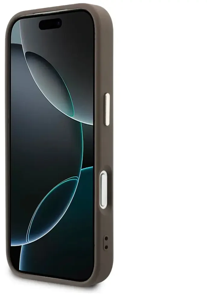 Guess Perforated 4G MagSafe dėklas iPhone 17 Pro Max, rudas