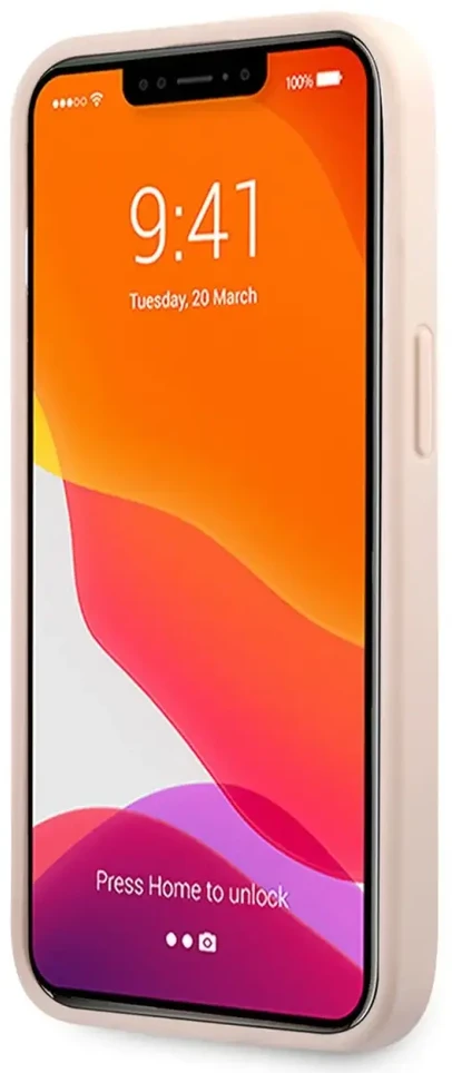 Guess - Guess PU 4G metalinis dėklas su logotipu, skirtas iPhone 13 telefonui Rožinė