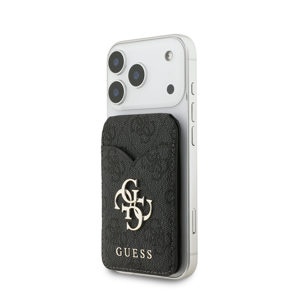 Dėklas „Guess PU 4G Mirror MagSafe“ kortelių lizdo stovas Juodas