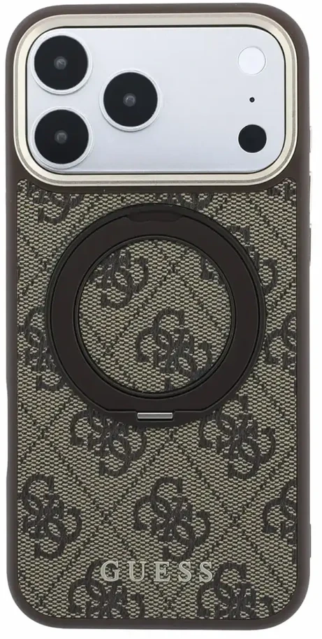 Dėklas Guess PU 4G Ring Stand MagSafe Case for iPhone 18 Pro Max Brown