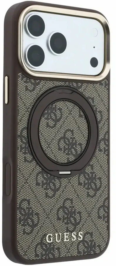 Dėklas Guess PU 4G Ring Stand MagSafe Case for iPhone 18 Pro Max Brown