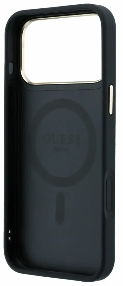 Dėklas Guess Ring Stand 360 4G Classic Logo MagSafe Case for iPhone 17 Pro / 18 Pro - Juodas