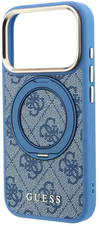 Dėklas Guess PU 4G Ring Stand MagSafe Case, skirtas iPhone 18 Pro, mėlynas