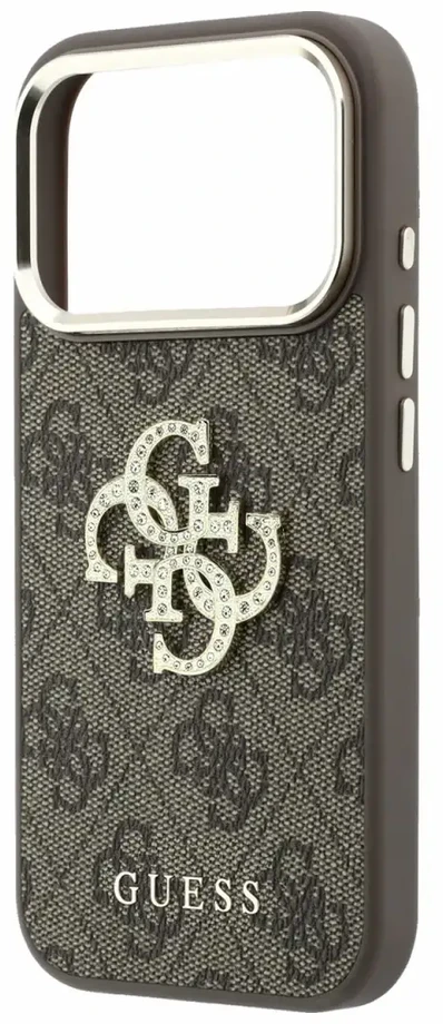 Dėklas Guess PU 4G Strass Metal Logo Case for iPhone 18 Pro Brown