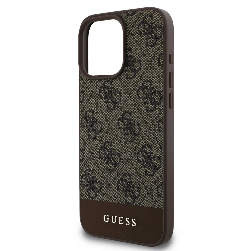Guess 4G Bottom Stripe - dėklas skirtas Apple iPhone 16 Pro ruda