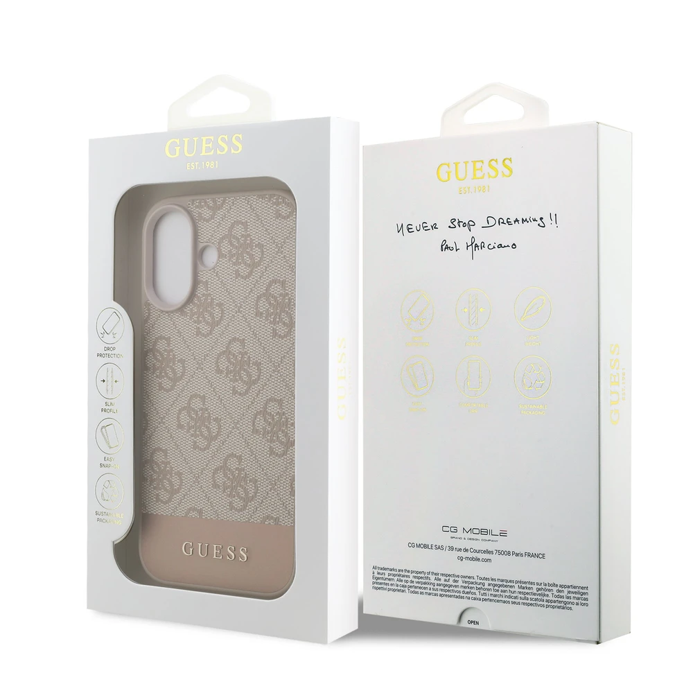 Guess PU 4G Stripe dėklas skirtas Apple iPhone 17 Rožinė