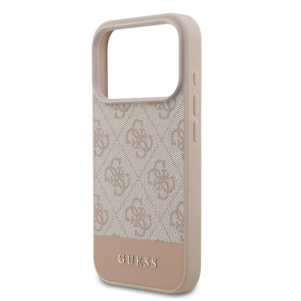 Guess PU 4G Stripe dėklas skirtas Apple iPhone 17 Pro Rožinė