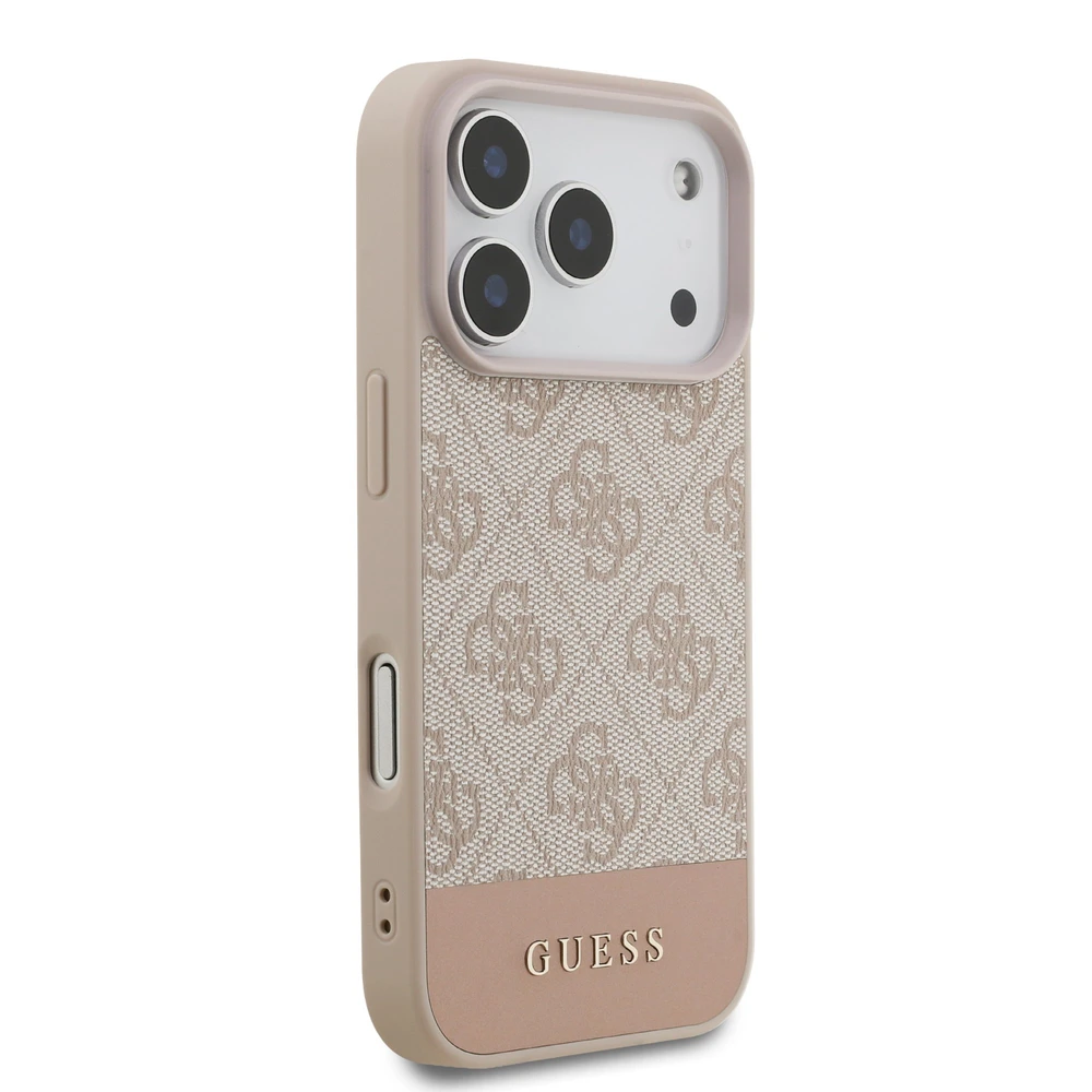 Guess PU 4G Stripe dėklas skirtas Apple iPhone 17 Pro Rožinė