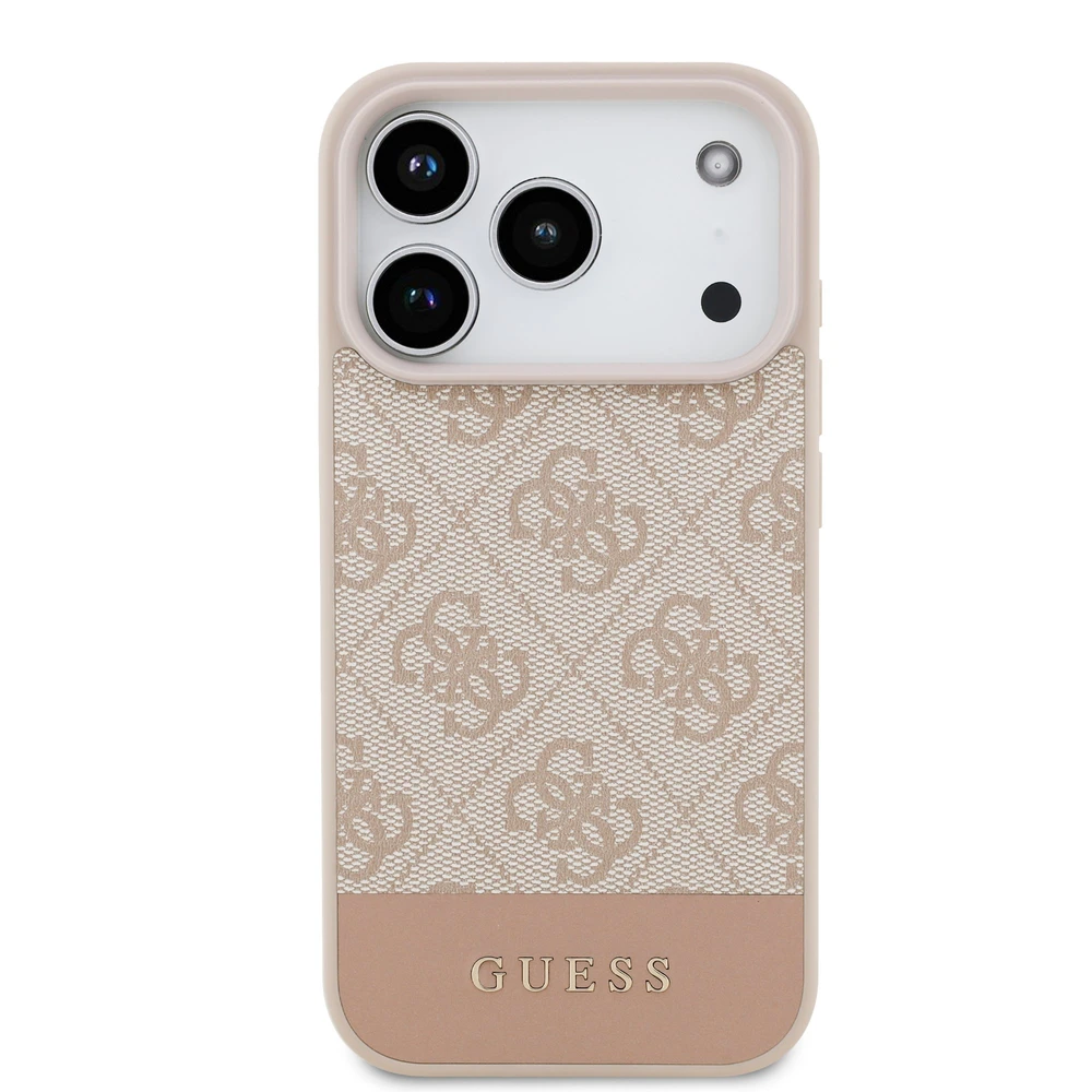 Guess PU 4G Stripe dėklas skirtas Apple iPhone 17 Pro Rožinė