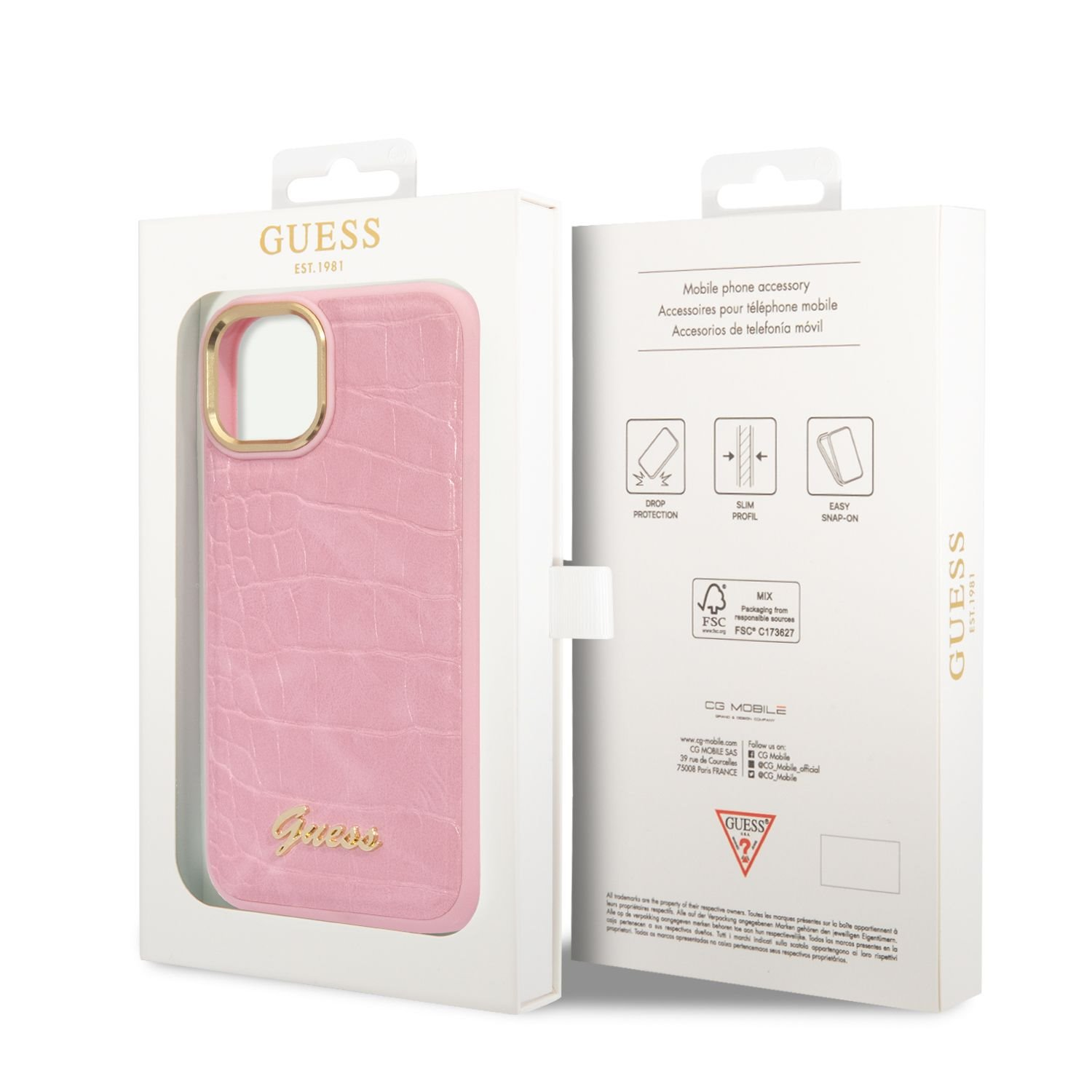 Dėklas GUESS GUHCP14SHGCRHP IPHONE 14/15/13 6.1 "Rožinis / Rožinis HARDCASE CROCO COLLECTION