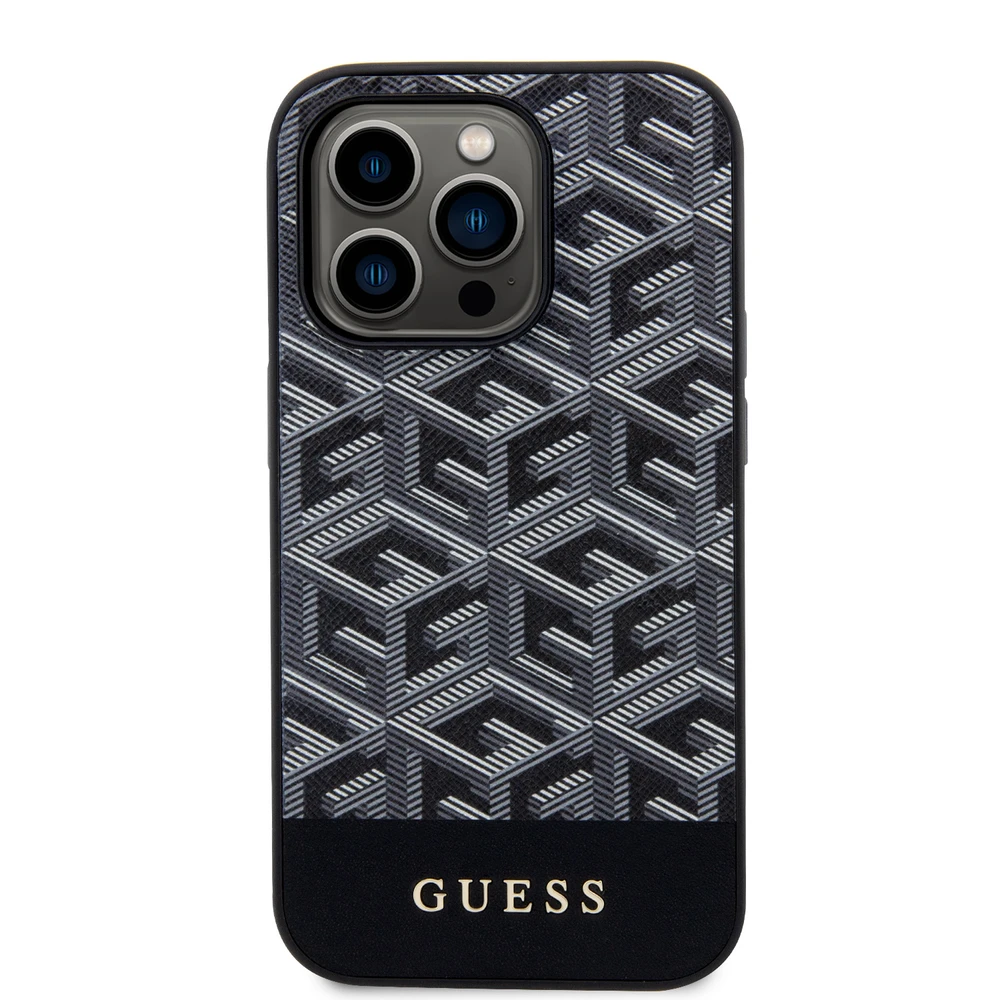 Dėklas GUESS GUHMP15LHGCFSEK IPHONE 15 PRO 6.1 "Juodas/Juodas HARDCASE GCUBE STRIPES MAGSAFE