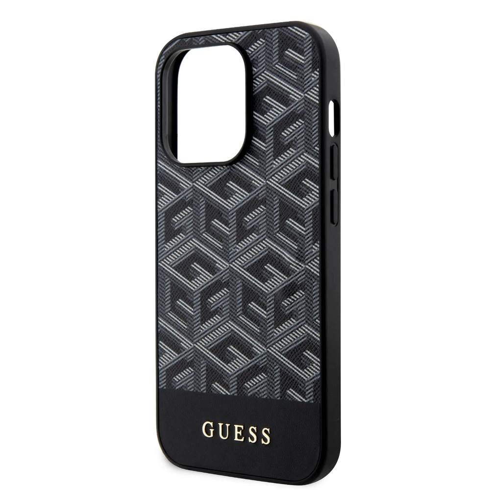Dėklas GUESS GUHMP15LHGCFSEK IPHONE 15 PRO 6.1 "Juodas/Juodas HARDCASE GCUBE STRIPES MAGSAFE