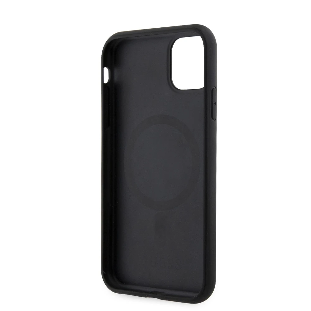 Guess GUHMN61HGCFSEK Apple iPhone 11 / Xr 6.1″ juodos spalvos kietas dėklas GCube Stripes MagSafe