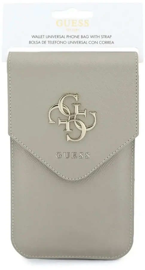 Dėklas Guess PU Grained 4G Metal Logo telefono krepšys smėlio spalvos