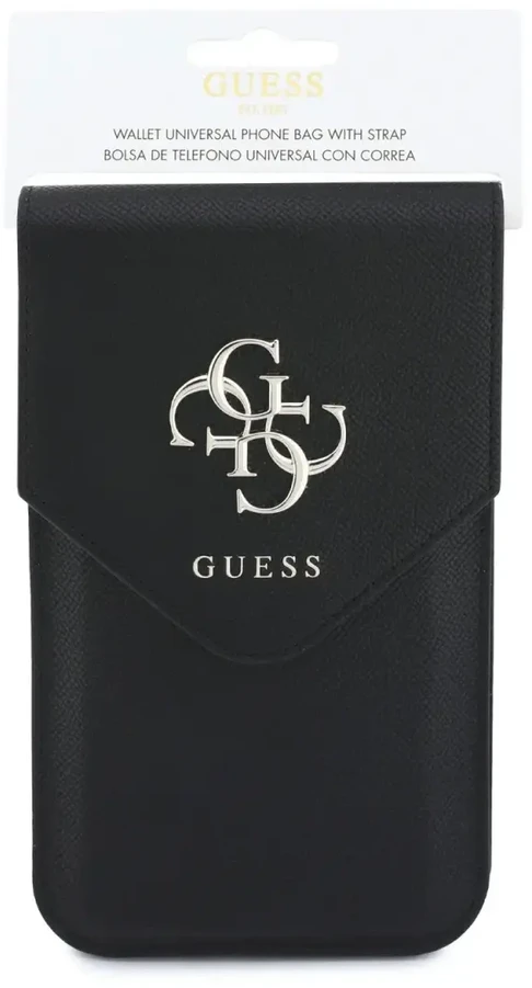 Dėklas Guess PU Grained 4G Metal Logo telefono krepšys, juodas