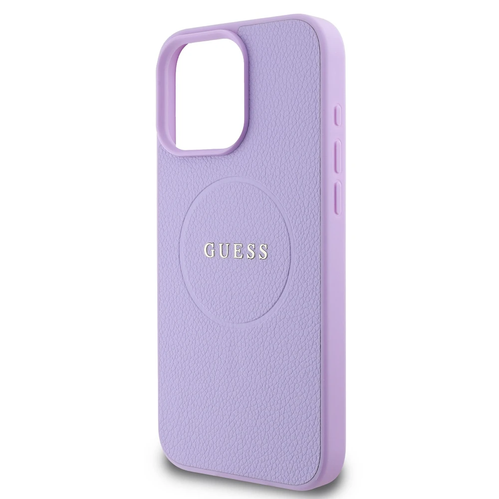 Guess PU Grained Classic Logo MagSafe Apple iPhone 16 Pro Max dėklas telefonui violetinės spalvos
