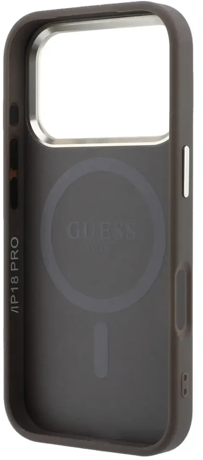 Dėklas Guess PU Leather 4G Gold Frame MagSafe Case for iPhone 18 Pro Max Brown