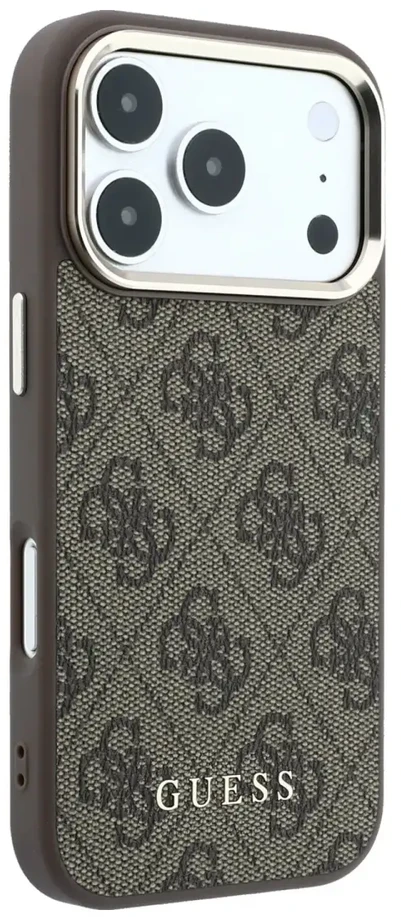 Dėklas Guess PU Leather 4G Gold Frame MagSafe Case for iPhone 18 Pro Max Brown