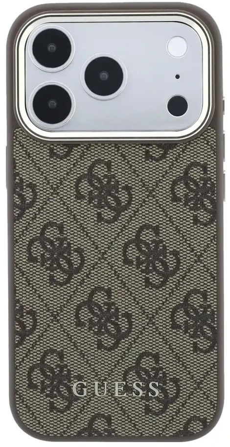 Dėklas Guess PU Leather 4G Gold Frame MagSafe Case for iPhone 18 Pro Max Brown