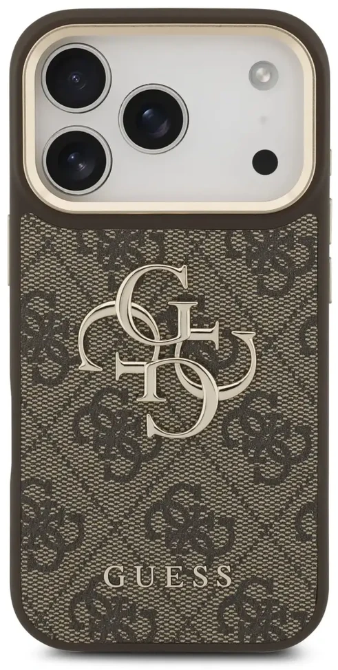Dėklas Guess 4G Big 4G Classic Logo do iPhone 18 Pro / 17 Pro ruda auksinė