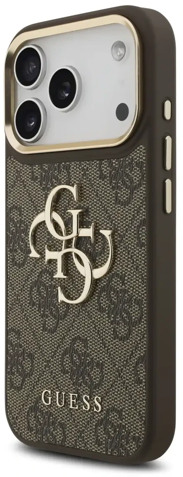 Dėklas Guess 4G Big 4G Classic Logo do iPhone 18 Pro / 17 Pro ruda auksinė