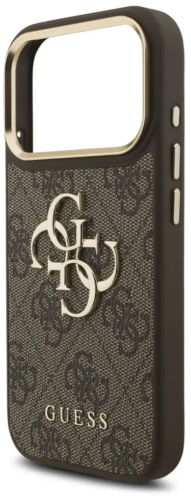 Dėklas Guess 4G Big 4G Classic Logo do iPhone 18 Pro / 17 Pro ruda auksinė