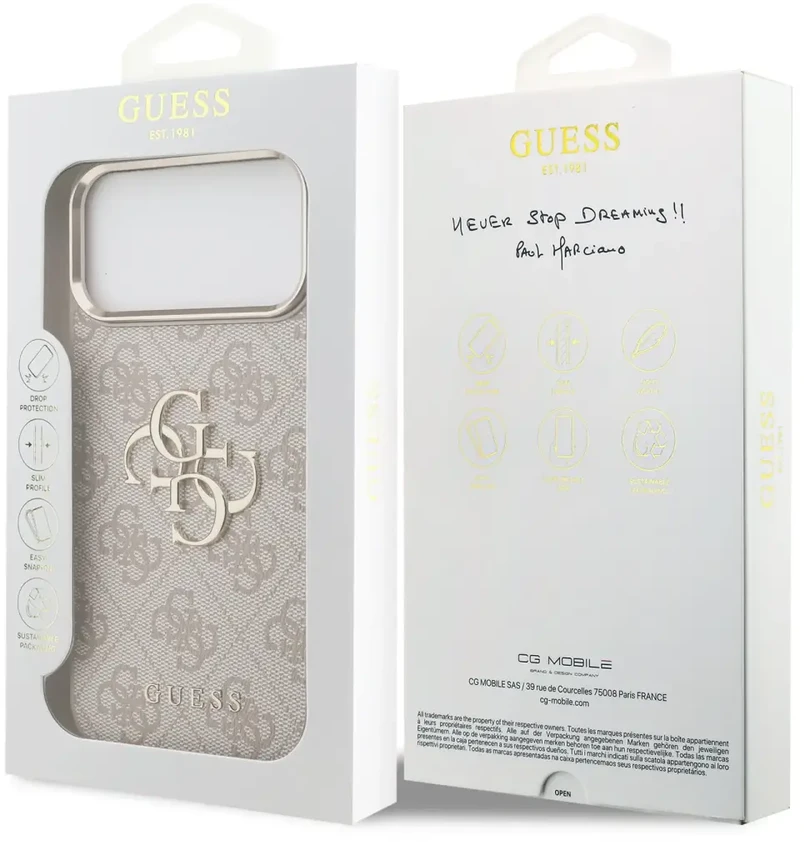 Dėklas Guess 4G Big 4G Classic Logo do iPhone 18 Pro Max / 17 Pro Max rožinė auksinė
