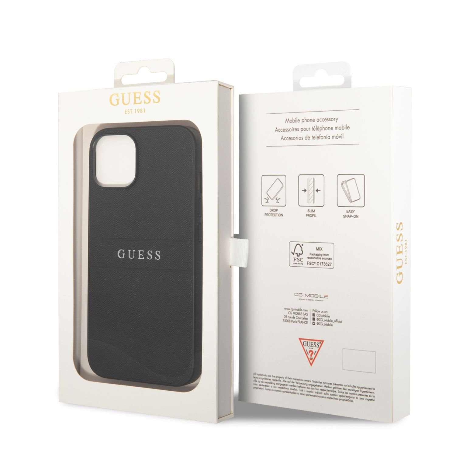 Dėklas Guess GUHCP14MPSASBBK iPhone 14 Plus 6,7" juoda/juodas Saffiano Strap