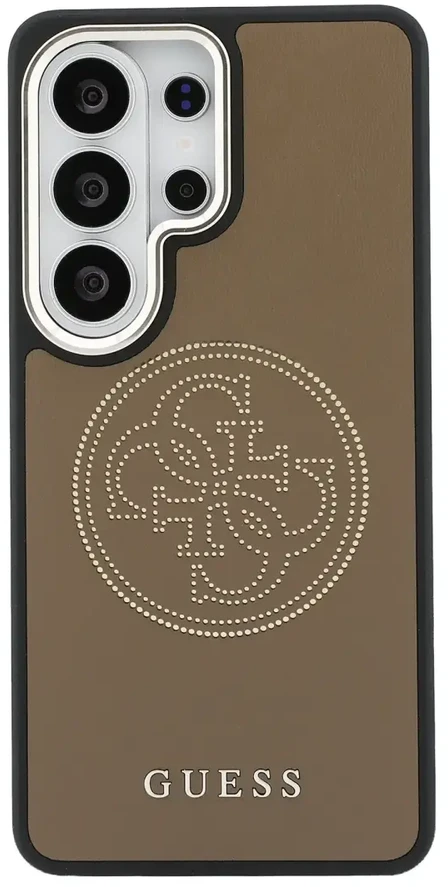 „Guess“ PU perforuotas 4G logotipo telefono dėklas, skirtas „Samsung Galaxy S26 Ultra“ (S948), rudas