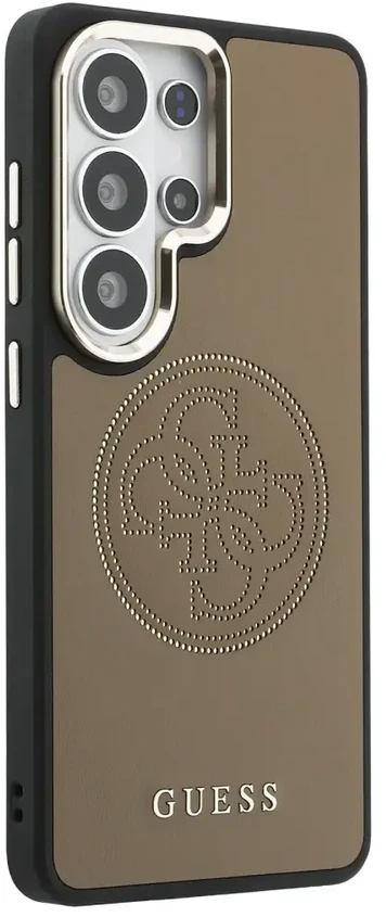 „Guess“ PU perforuotas 4G logotipo telefono dėklas, skirtas „Samsung Galaxy S26 Ultra“ (S948), rudas