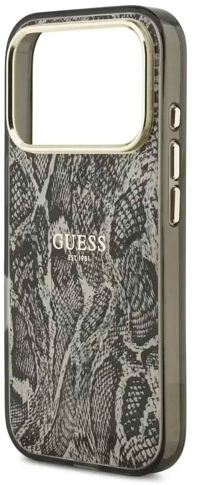 Dėklas Guess Python Pattern MagSafe Case for iPhone 17 Pro / 18 Pro - Juodas