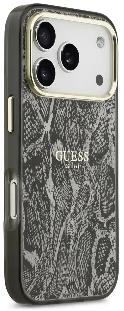 Dėklas Guess Python Pattern MagSafe Case for iPhone 17 Pro / 18 Pro - Juodas