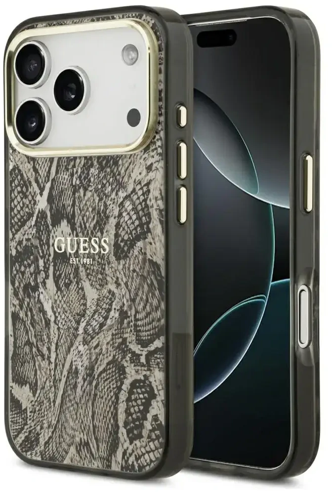Dėklas Guess Python Pattern MagSafe Case for iPhone 17 Pro / 18 Pro - Brown