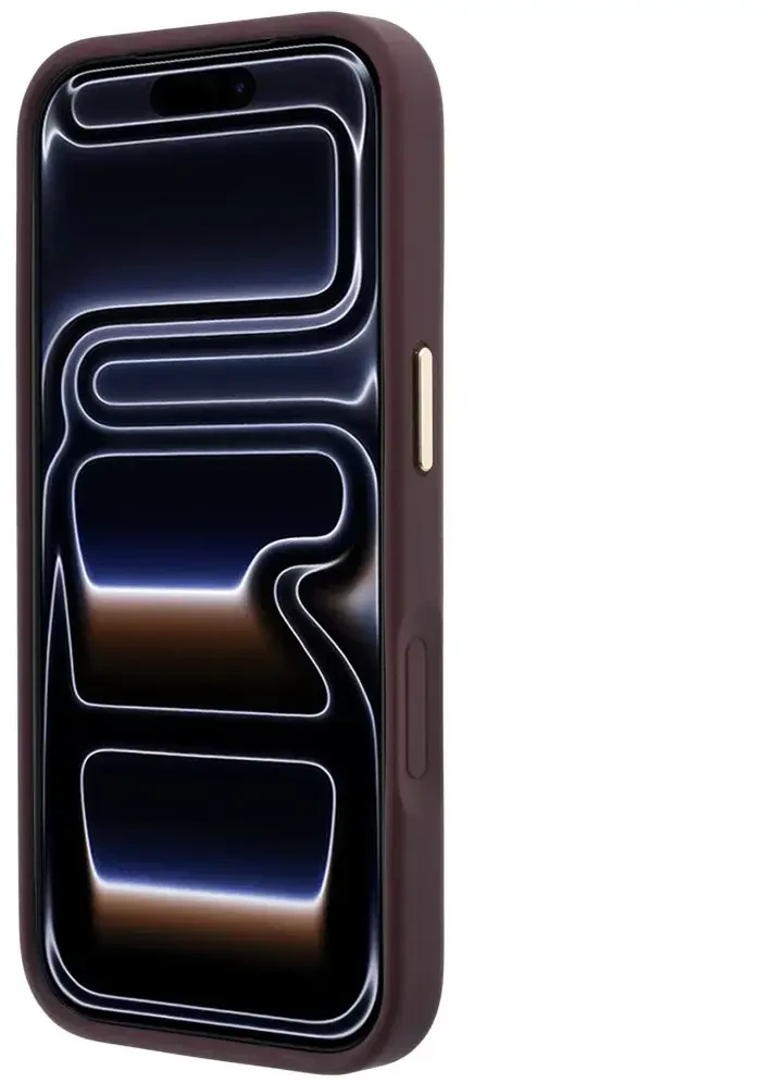 Dėklas Guess Ring Stand 360 Grained Classic Logo MagSafe do iPhone 18 Pro Max / 17 Pro Max bordo spalvos