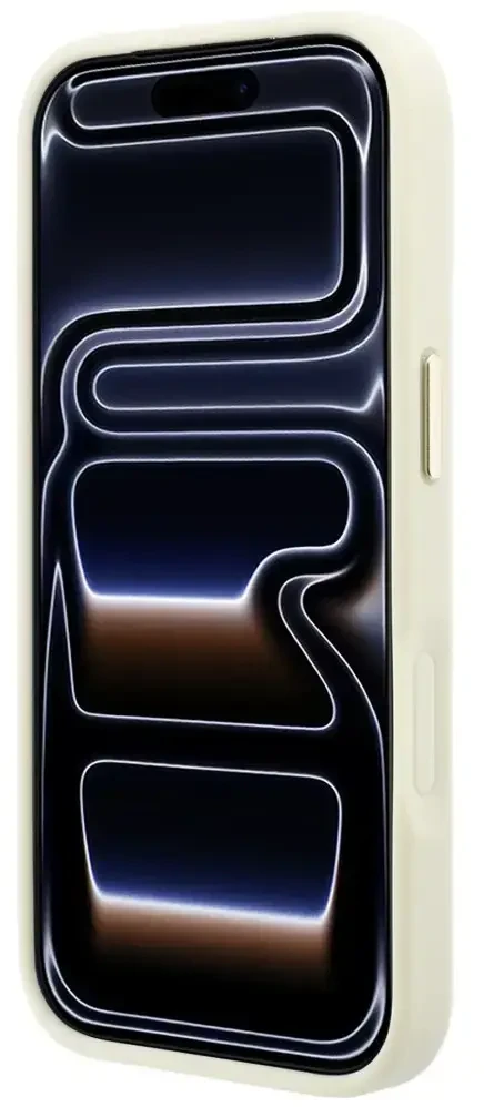Dėklas Guess Ring Stand 360 Grained Classic Logo MagSafe do iPhone 18 Pro Max / 17 Pro Max smėlio spalva
