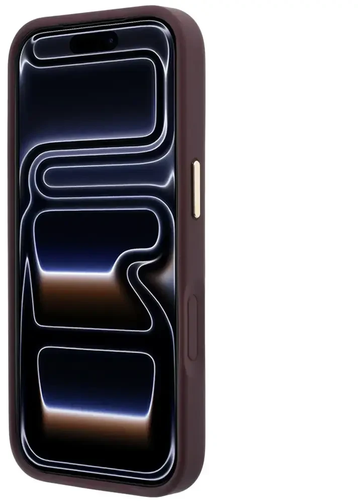 Dėklas Guess Ring Stand 360 Grained Classic Logo MagSafe do iPhone 18 Pro / 17 Pro bordo spalvos