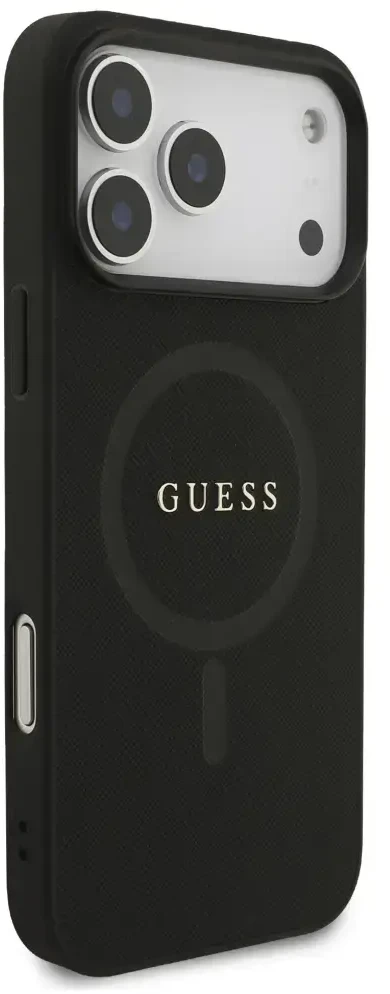 Dėklas Guess Saffiano Classic Logo MagSafe Case for iPhone 17 Pro Max / 18 Pro Max - Juodas