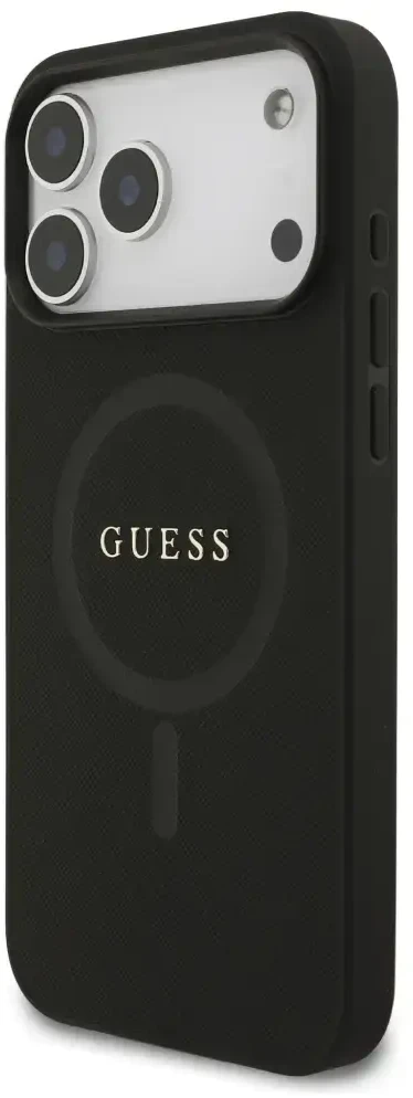 Dėklas Guess Saffiano Classic Logo MagSafe Case for iPhone 17 Pro Max / 18 Pro Max - Juodas