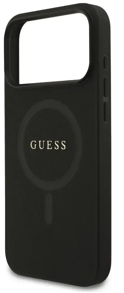 Dėklas Guess Saffiano Classic Logo MagSafe Case for iPhone 17 Pro Max / 18 Pro Max - Juodas