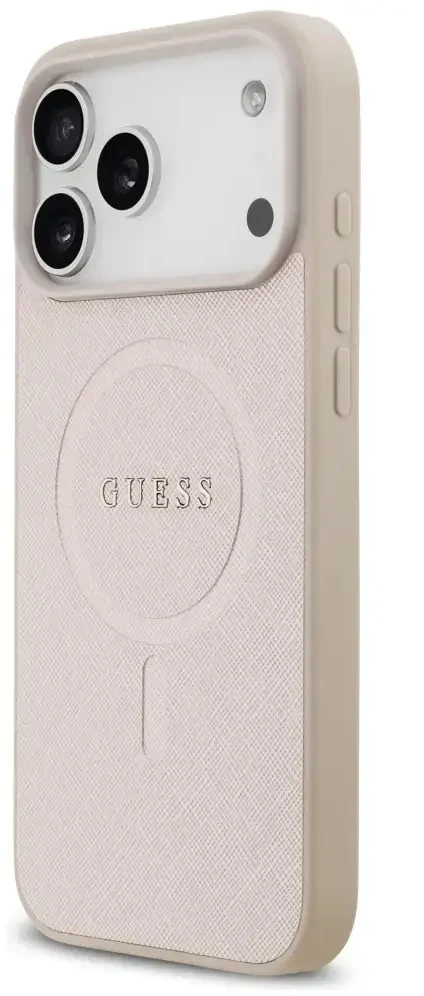 Dėklas Guess Saffiano Classic Logo MagSafe do iPhone 18 Pro Max / iPhone 17 Pro Max rožinė