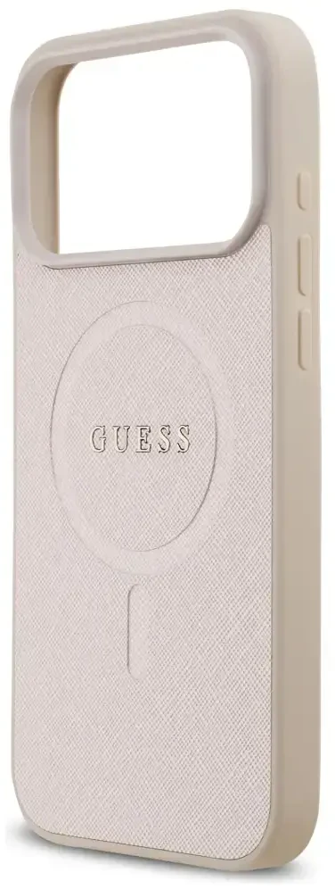 Dėklas Guess Saffiano Classic Logo MagSafe do iPhone 18 Pro Max / iPhone 17 Pro Max rožinė