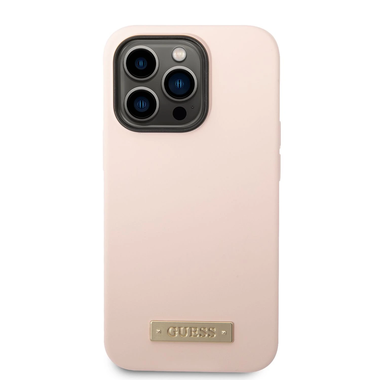 Guess GUHMP14LSBPLP iPhone 14 Pro 6,1" rožinis/rožinis kietas dėklas su silikoniniu logotipu ir MagSafe logotipu