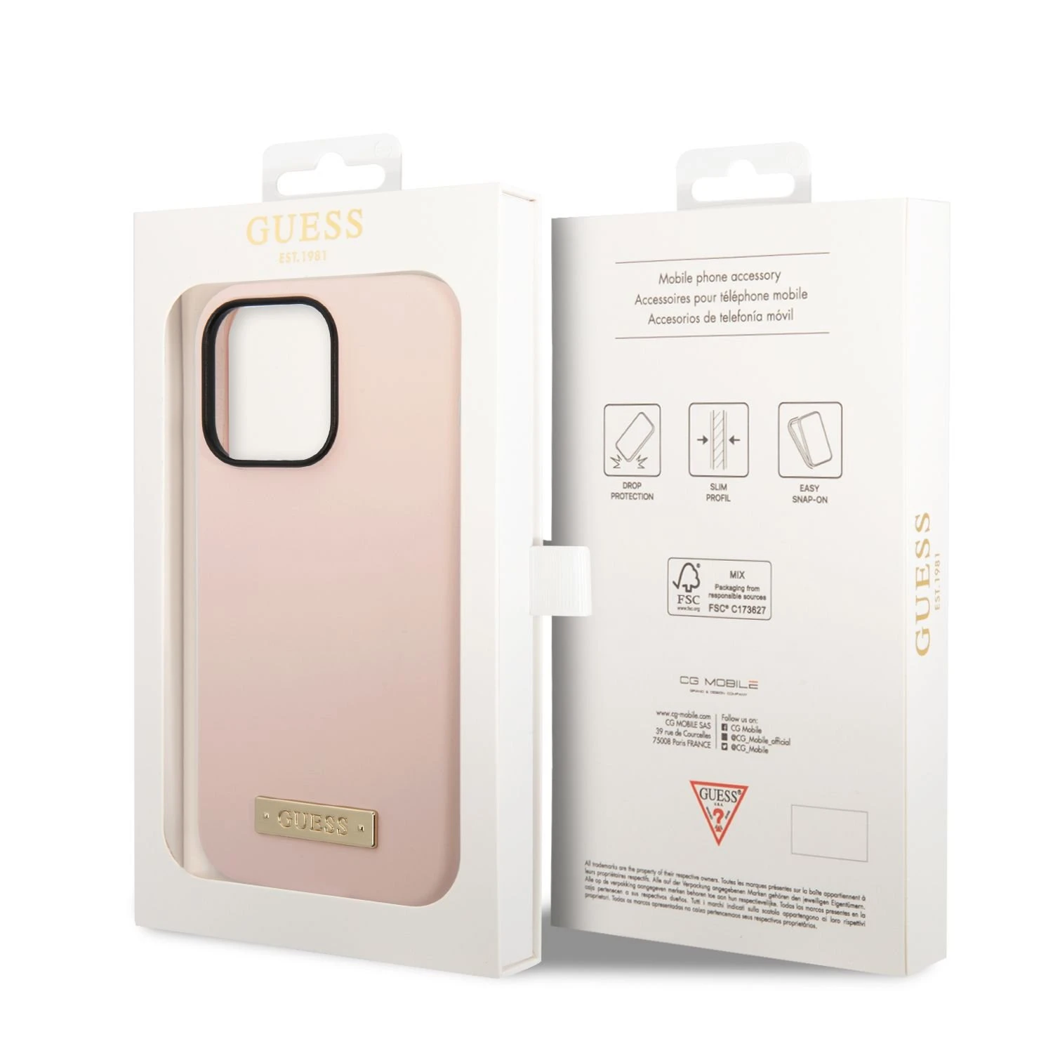 Guess GUHMP14LSBPLP iPhone 14 Pro 6,1" rožinis/rožinis kietas dėklas su silikoniniu logotipu ir MagSafe logotipu