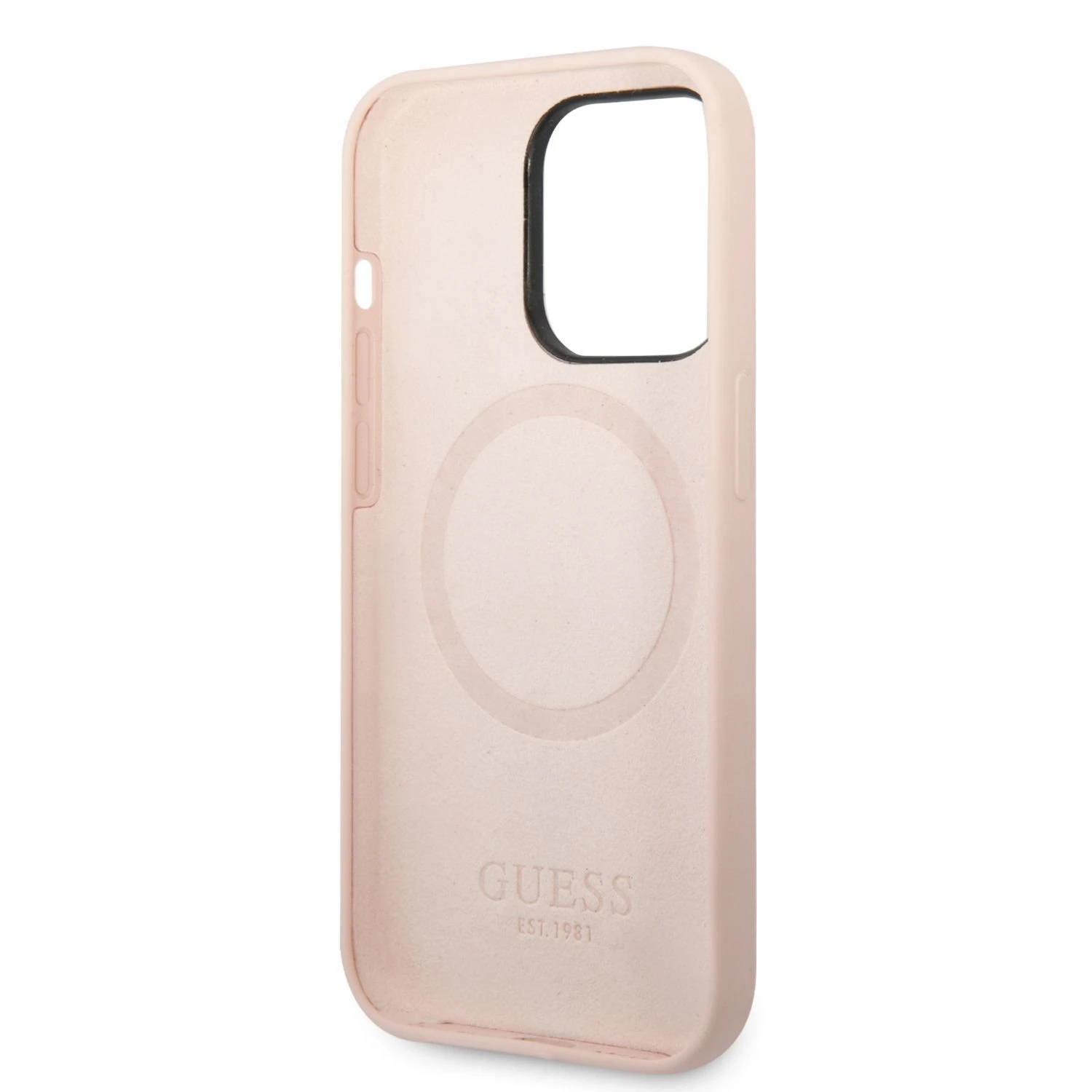 Guess GUHMP14LSBPLP iPhone 14 Pro 6,1" rožinis/rožinis kietas dėklas su silikoniniu logotipu ir MagSafe logotipu