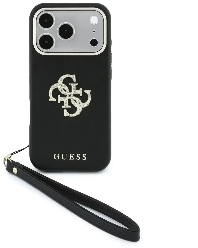 Dėklas Guess Smooth & Big Strass Logo & Strap Case for iPhone 18 Pro Max / 17 Pro Max juodas