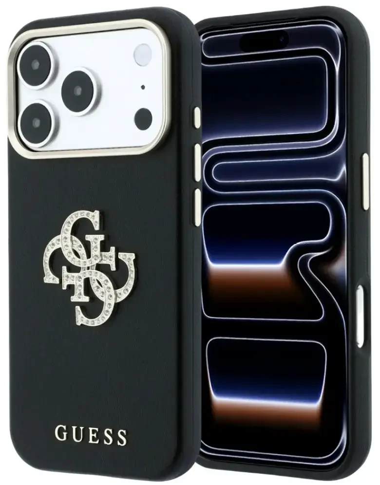 Dėklas Guess Smooth & Big Strass Logo & Strap Case for iPhone 18 Pro Max / 17 Pro Max juodas