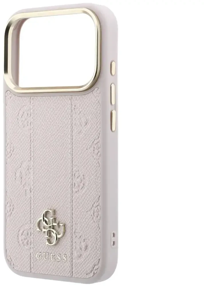 Dėklas Guess Stripe Peony 4G Logo MagSafe skirtas Iphone 18 Pro Max/ 17 Pro Max rožinės spalvos