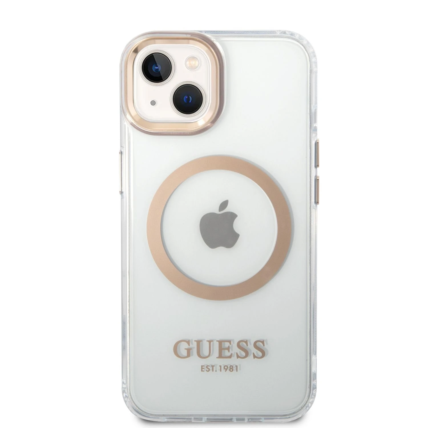 Dėklas GUESS GUHMP14MHTMD IPHONE 14 PLUS / 15 PLUS 6.7 "GOLD / GOLD HARD CASE METAL OUTLINE MAGSAFE